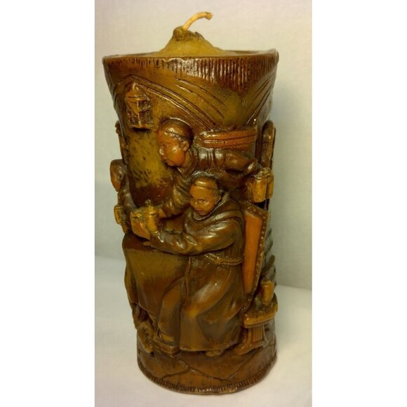 Walldurn Baden Johan Gunter Pillar Candle Carved Trappist Monks Brewery Beer Keg - Picture 8 of 15